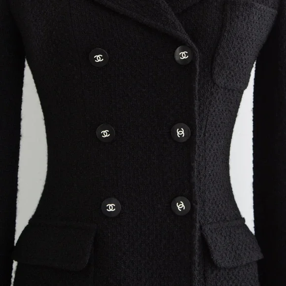 Chanel Vintage F/W 1995 Black White Logo Tweed 95A Jacket - Picture 6 of 16